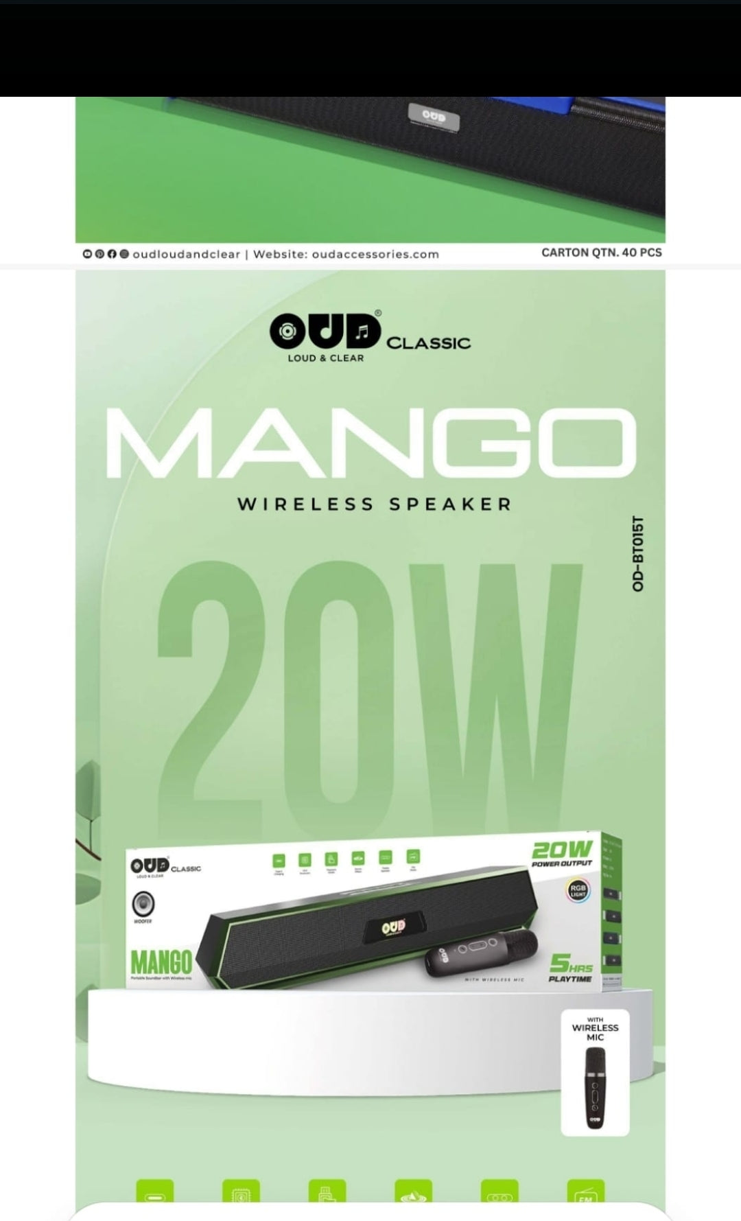 Oud Mango 20 Watts Blootooth Speaker