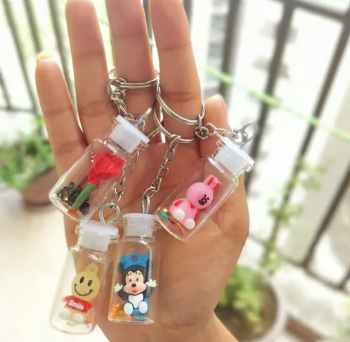 Glass bottle Key Chain