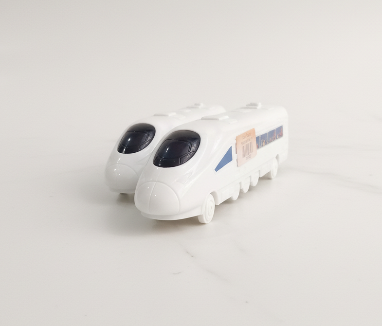 White shoe with blue accents on a light gray background