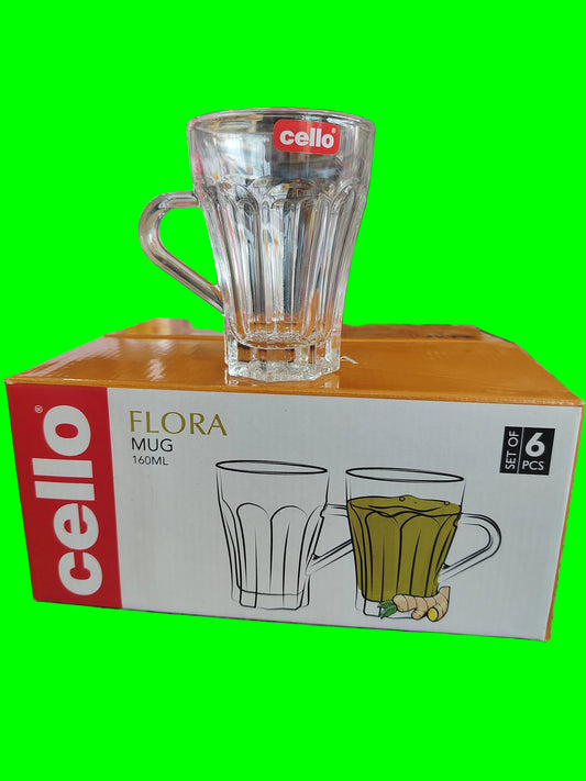 Cello Flora Glass Mug Set(6pcs)